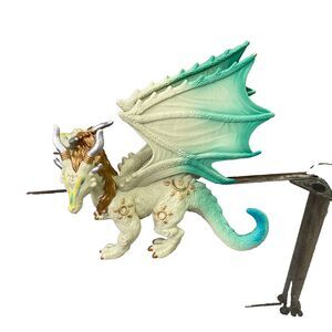 2 HEADED DRAGON ACTION FIGURE TOY GREEN yellow gold approx 6.5”x 5”